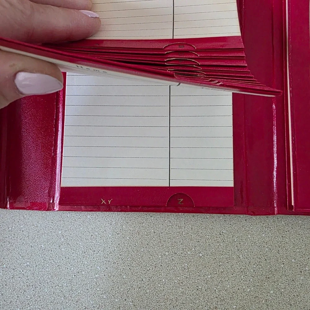 Vintage Address Book Organizer Red Gold Lion Crest Mid Century Japan Unused